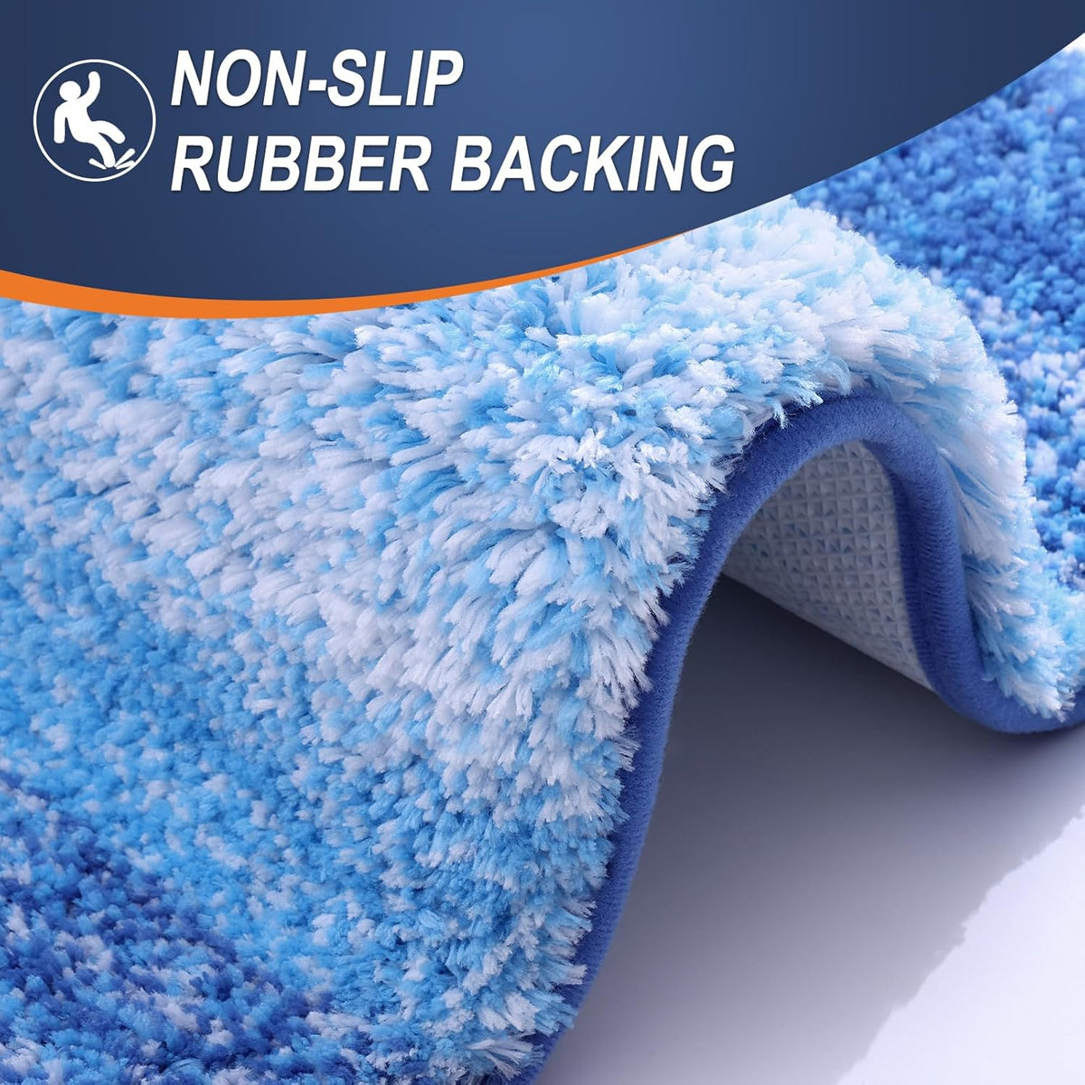 OLANLY Bathroom Runner Rugs 70x24, Extra Soft Absorbent Microfiber Bath Rugs, Rubber Backing, Quick Dry, Washable Bath Mats for Bathroom Floor, Tub and Shower, Home Decor Accessories, Light Royal Blue