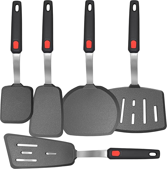 Mixed 5 Piece Silicone Spatula Set, 600F Heat-Resistant No-Melt Rubber Spatula Handle and Blade - Kitchen Cooking Utensils for Nonstick Cookware, Spatula Turner for Egg,Pancake,Burger- Dishwasher Safe