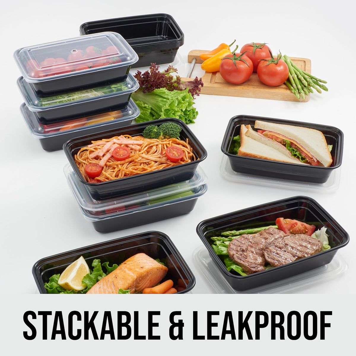 Pomp 38 oz Single Compartment Meal Prep Containers + Lids (10 Pack) | Reusable, Leak-Proof, BPA-Free Food Storage Containers | Microwave, Freezer & Dishwasher Safe