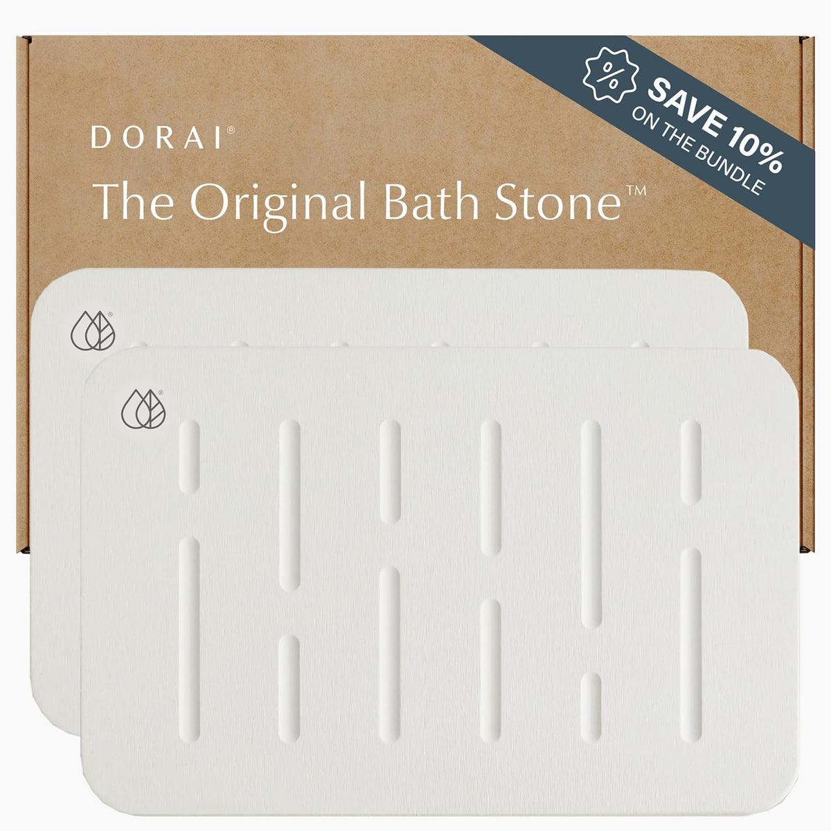 Dorai Home Bath Stone Mat 23.6"x15.4" (2-Pack) – Quick-Dry, Non-Slip Diatomite Stone Bath Mat, Rain Sandstone