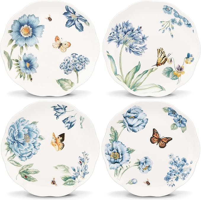 Lenox 833416 Butterfly Meadow Blue 4-Piece Dessert Plate Set