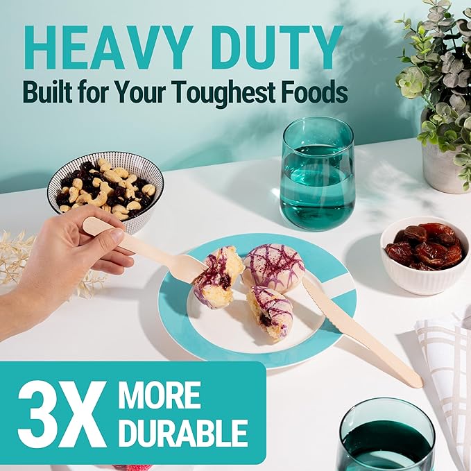 Disposable Wooden Forks For Eating - 300pcs - Heavy Duty & Sharp - Our Guilt-Free FSC Certified Wood Protects Forests - A Great Alternative to Bamboo Forks Disposable