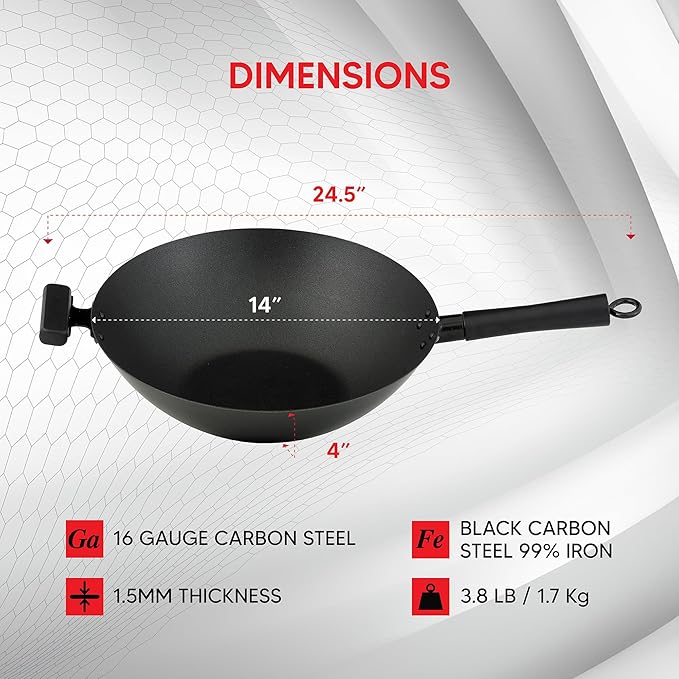 Helen's Asian Kitchen Wok, Premium Excalibur Non-Stick with Stay-Cool Handles, 14-Inches