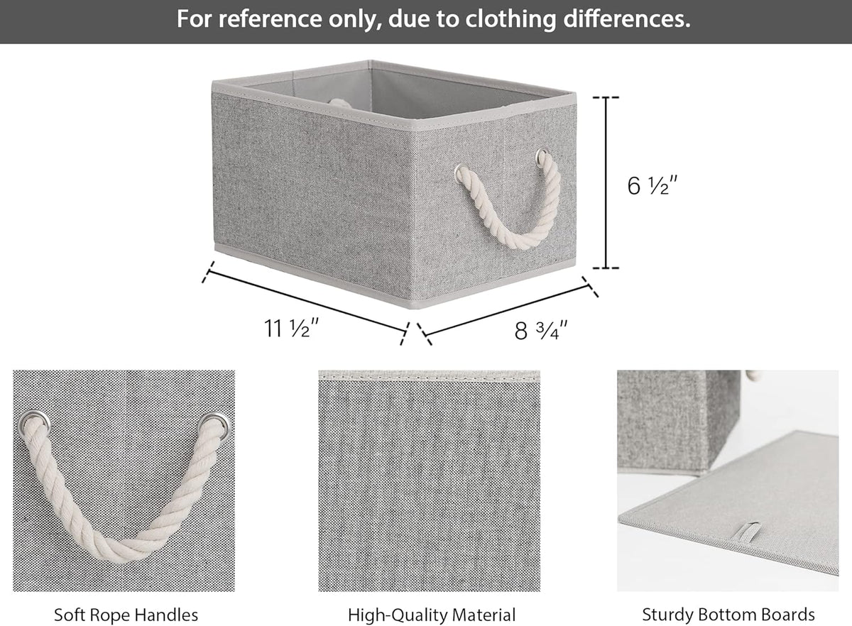 StorageWorks Storage Baskets for Shelves, Foldable Fabric Closet Storage Bins with Handles, Fabric Storage Bins Clothes Organizer, Gray, 3-Pack, Small