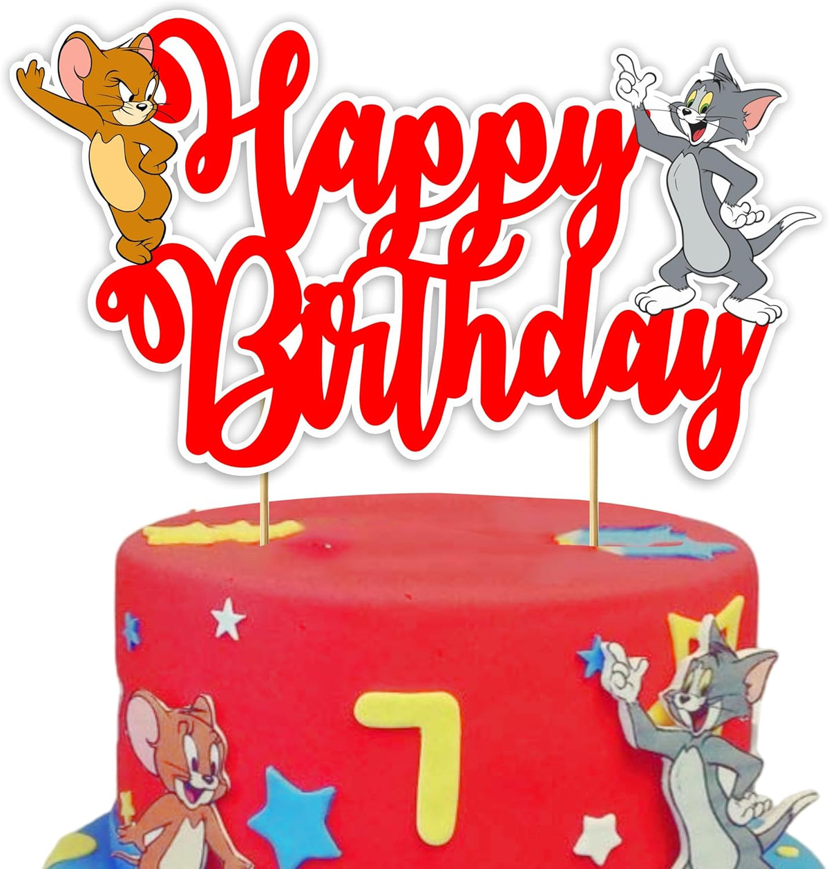 Tom & Jery Happy Birthday Cake Topper