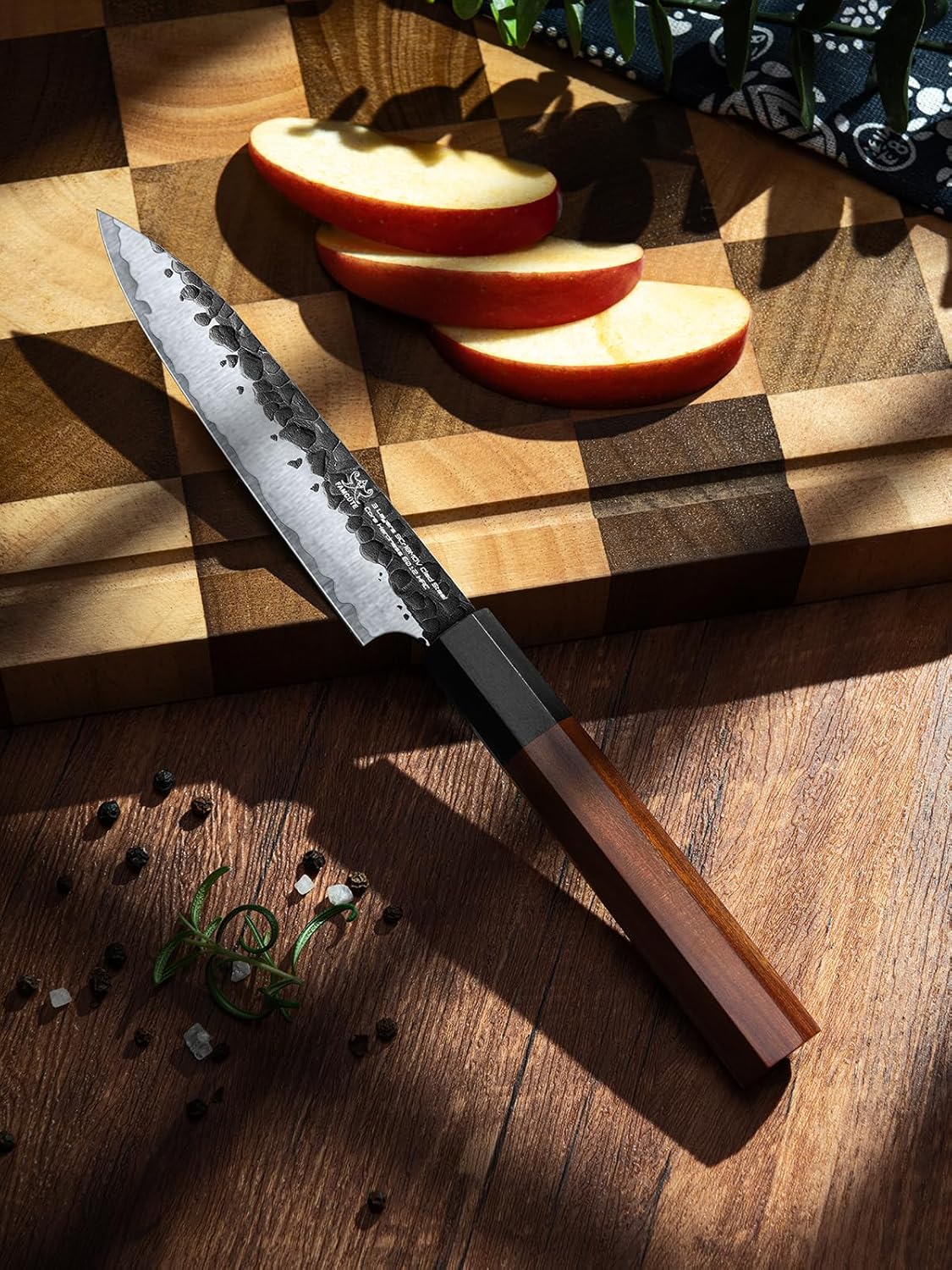 5 inch Japanese Paring Knife, Hand Forged 5 Layer 9CR18MOV Clad Steel Professional Kitchen Small Knife With Rosewood Handle As a Warm and Beautiful Gifts for Mom/Dad