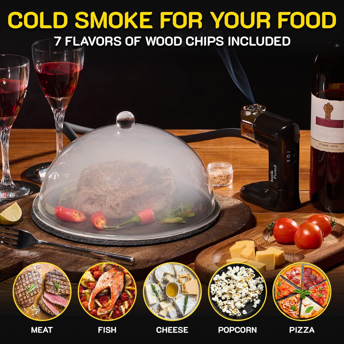 Cocktail Smoker Kit - Whiskey Smoker Kit - Smoke Infuser - Universal Kit, 14 PCS, Smoker Machine with Accessories and Wood Chips - Indoor Smoker - Gift for Men