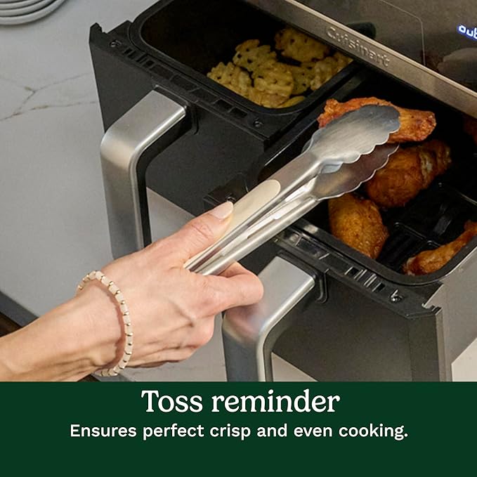 Cuisinart Dual Basket Air Fryer, Two Baskets 11 Qt in Total, 6 Functions: Air Fry, Roast, Bake, Broil, Dehydrate & Keep Warm, Features Sync Finish & Sync Settings, Toss Reminder & Auto-Pause, ADZ-112