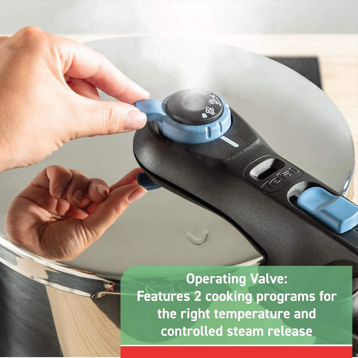 T-fal Trendy Stainless Steel Pressure Cooker, 8.5 Quart, Induction, Secure Locking Mechanism, Easy and safe Opening, Compatible with all cookstops, Kitchen Cookware, Dishwasher Safe, Grey