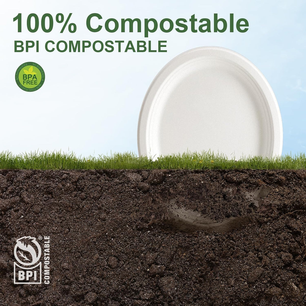 WELLIFE 100% Compostable Oval Paper Plates 12 Inch, 125-Pack Heavy Duty Paper Plates Bulk,Biodegradable Bagasse,Eco-Friendly Disposable Dinner Plate for BBQ,Picnic,Party (BPI Certified,Microwaveable)