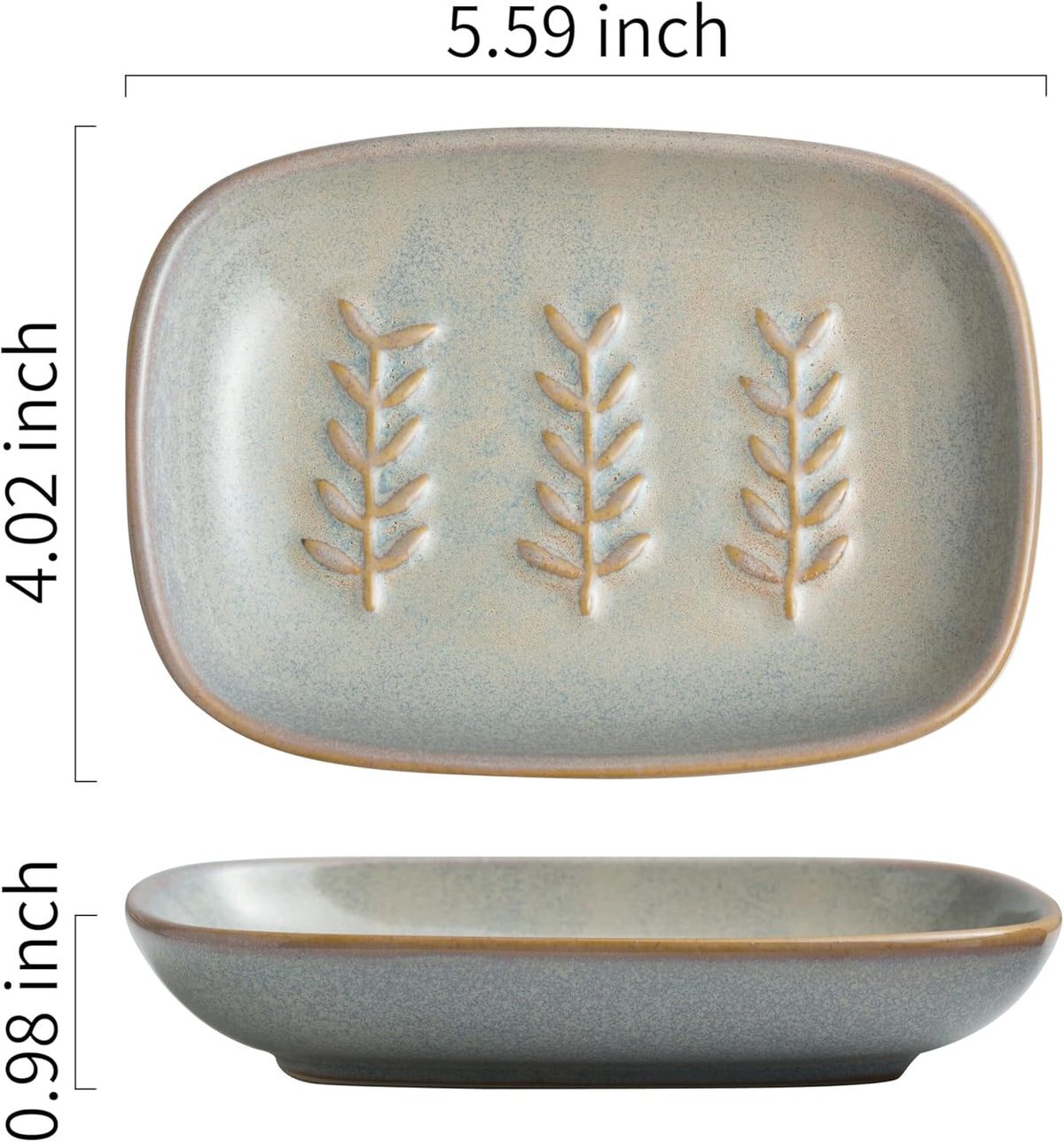 Ceramic Soap Dish Soap Holder, Soap Lift for Bar Soap Sponge, Shower Soap Dishes for Bathroom Kitchen Counter Soap Saver Tray Keep Dry, Dishwasher Safe
