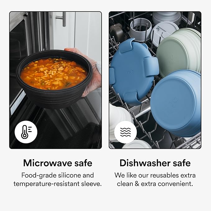 STOJO Collapsible Bowl - Translucent Oat, 36oz - Reusable Silicone Bowl for Hot and Cold Food - Perfect for Travel, Meal Prep, To-Go Lunch, Camping & Hiking - Microwave & Dishwasher Safe