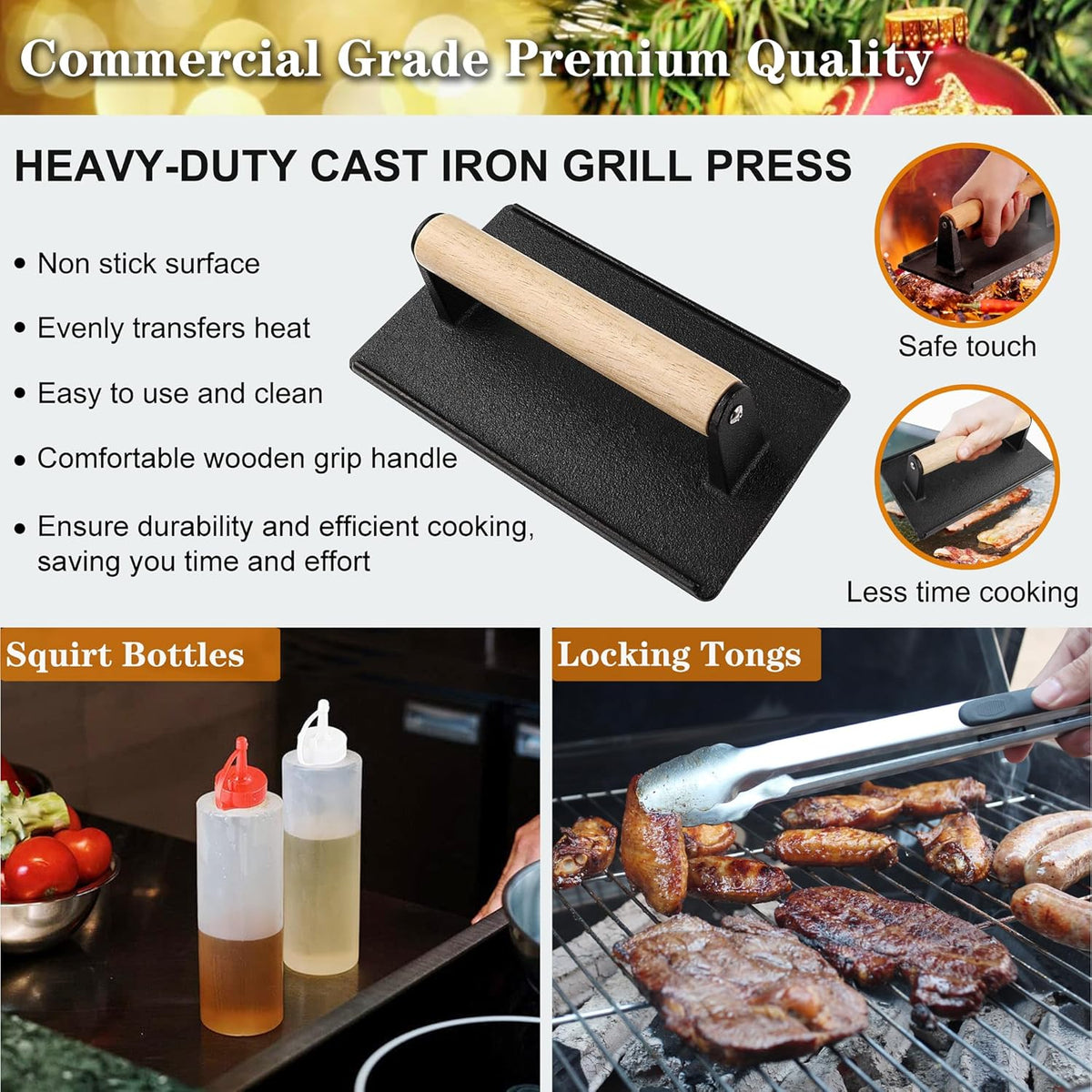 ROMANTICIST Professional Grade Griddle Accessories Kit - 30PCS Flat Top Grill Tools Set for Breakfast, Outdoor Grilling, Teppanyaki - Heavy Duty Griddle Spatula Scraper Burger Press - Ideal Grill Set
