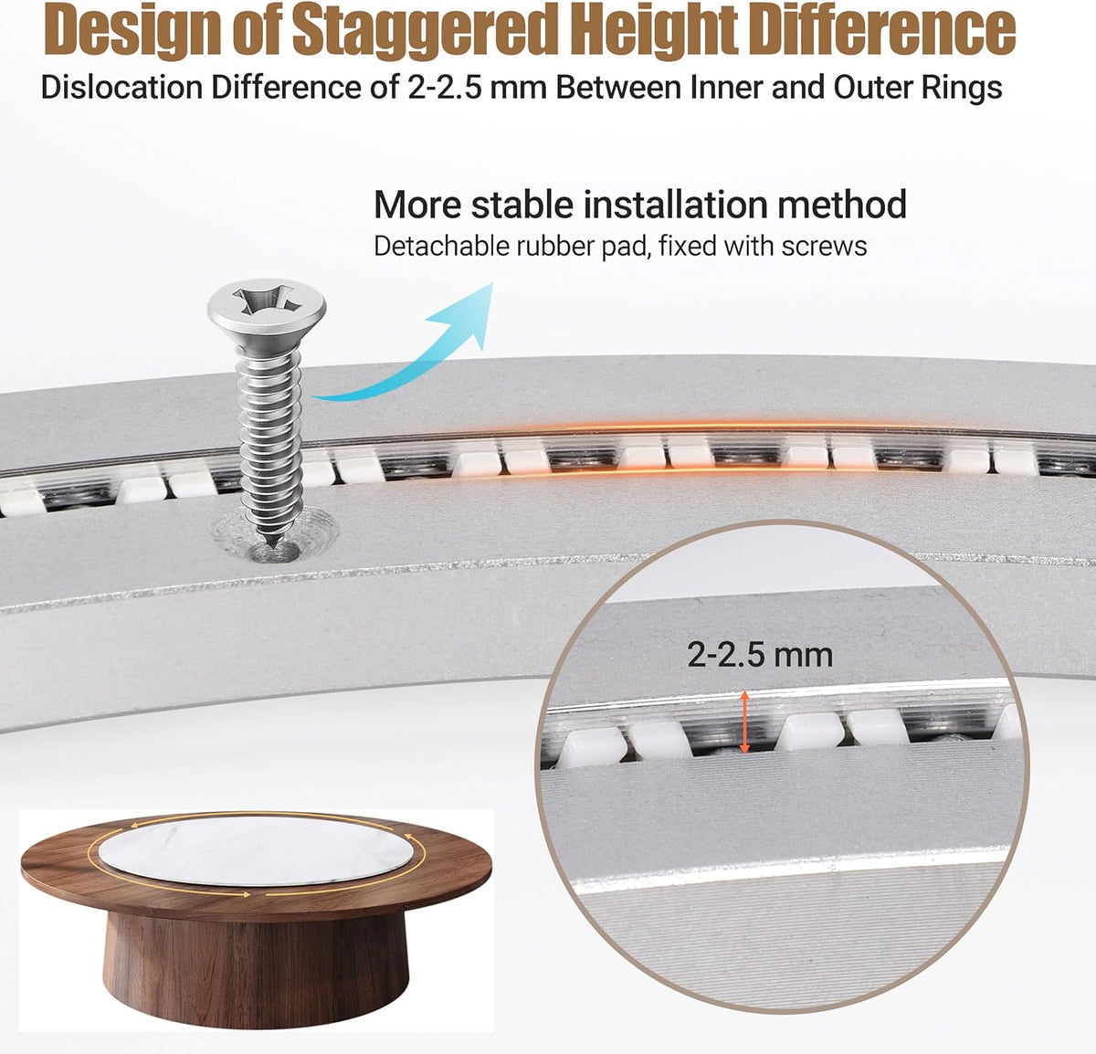 24 Inch Lazy Susan Bearing Heavy-Duty Aluminium Alloy Turntable Bearing, Mute Turntable Ball Bearing, Lazy Susan Hardware for Dining and DIY Dotating Furniture (Capacity up to 880lb)