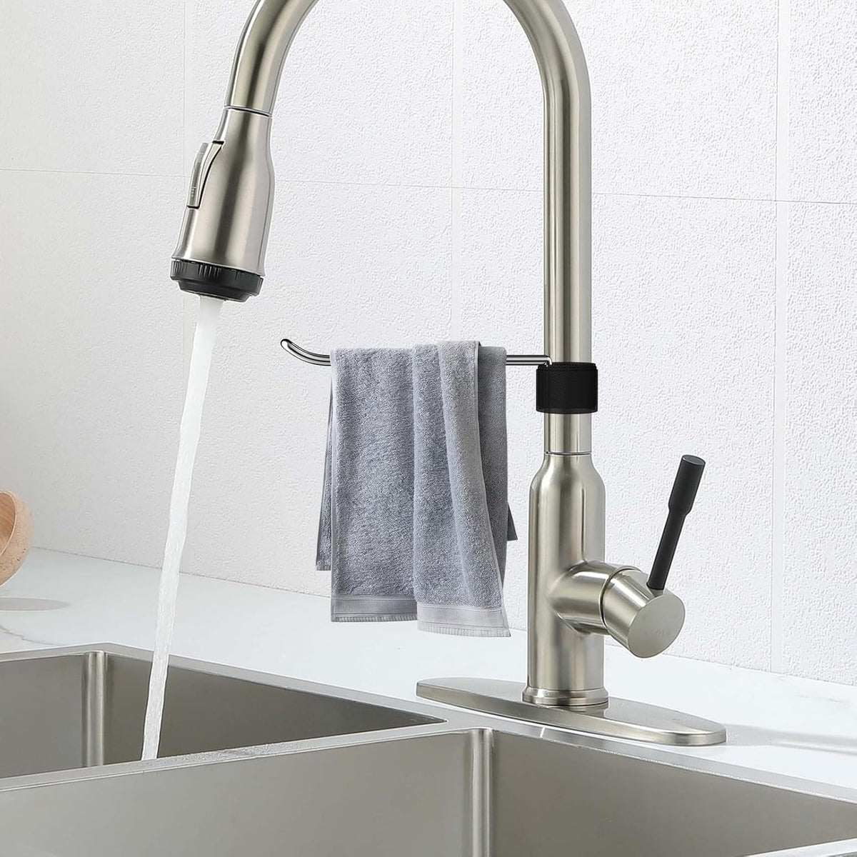 Stylish and Functional Dish Towel Holder - Keep Your Kitchen Rags and Dishcloths Neat and Within Reach with This Sink Dish Cloth Holder and Storage Rack! (1, silvery)