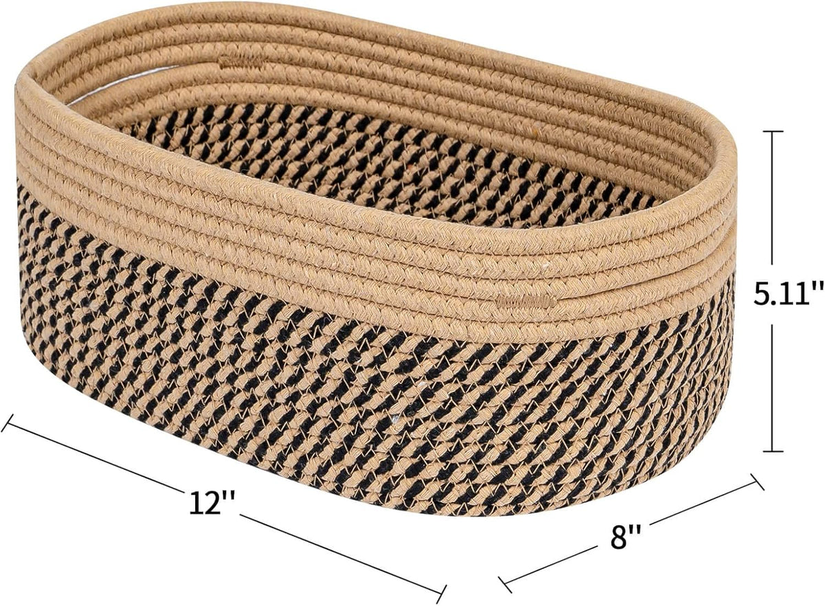 CubesLand Small Cube Shelf Closet Storage Baskets Bins Set 2,Woven Basket for Organizing/Storage, Long-lasting &Skin-friendly Storage Basket Bin,Stylish Room Decor Basket,Camel/Mixed Black Rope Basket