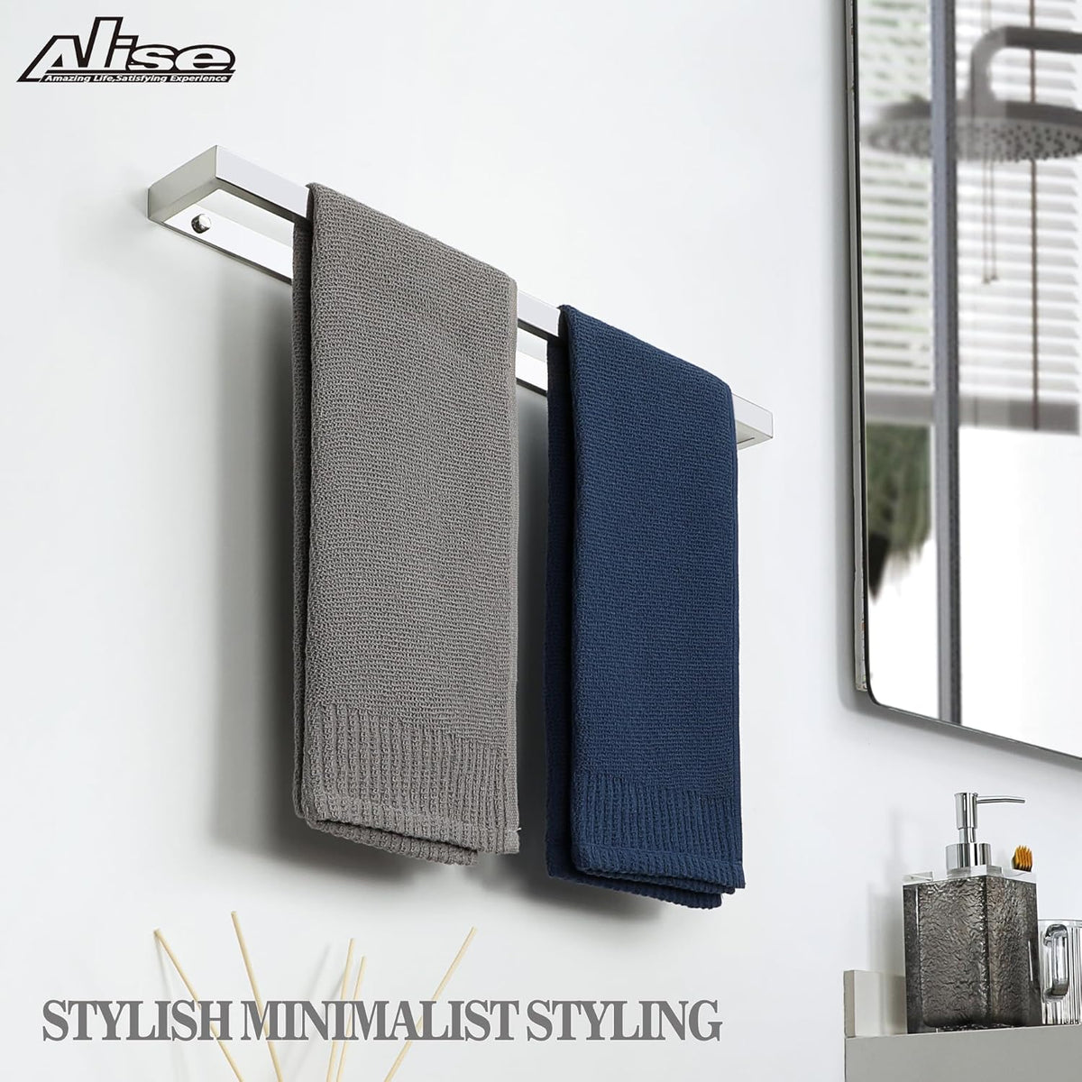 Alise Bath Towel Bar,Wall Mount Towel Holder Towel Rack Towel Hanger for Bathroom Lavatory,20 Inch SUS304 Stainless Steel Towel Rail,Polished Chrome GJF050-C