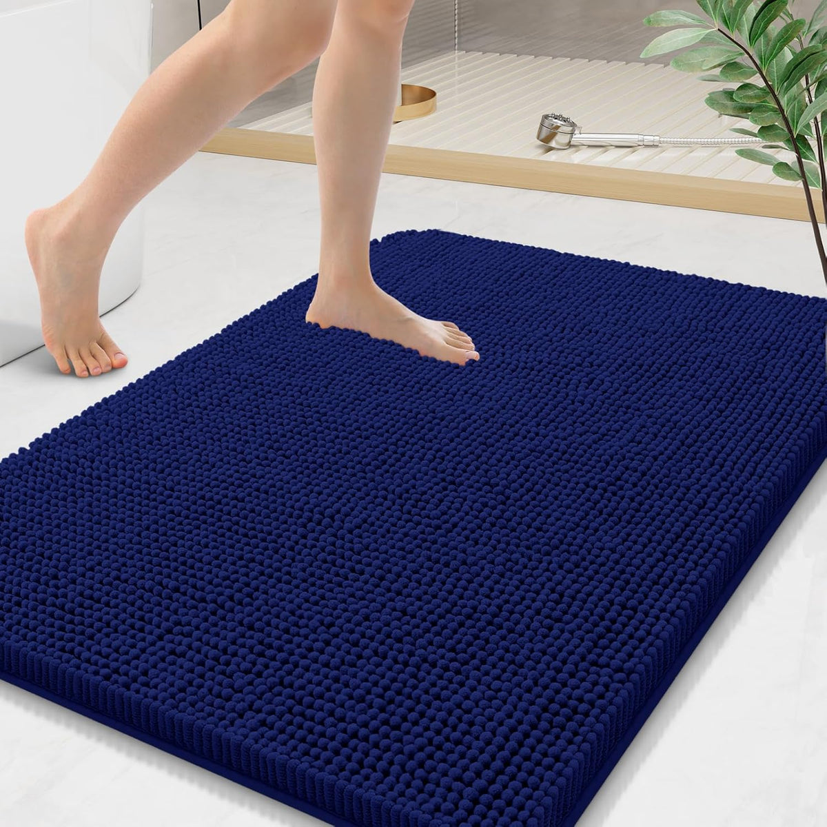Arotive Bathroom Rugs 36x24, Extra Soft Absorbent Shaggy Chenille Bath Rugs, Machine Washable Rubber Backing Non-Slip Bath Mats for Bathroom Floor Tub and Shower, Home Decor Accessories, Navy