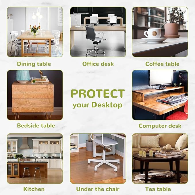 18 x 36 Inch Clear Table Cover Protector, 1.5mm Thick Plastic Vinyl Desk Pad, Desktop Mat