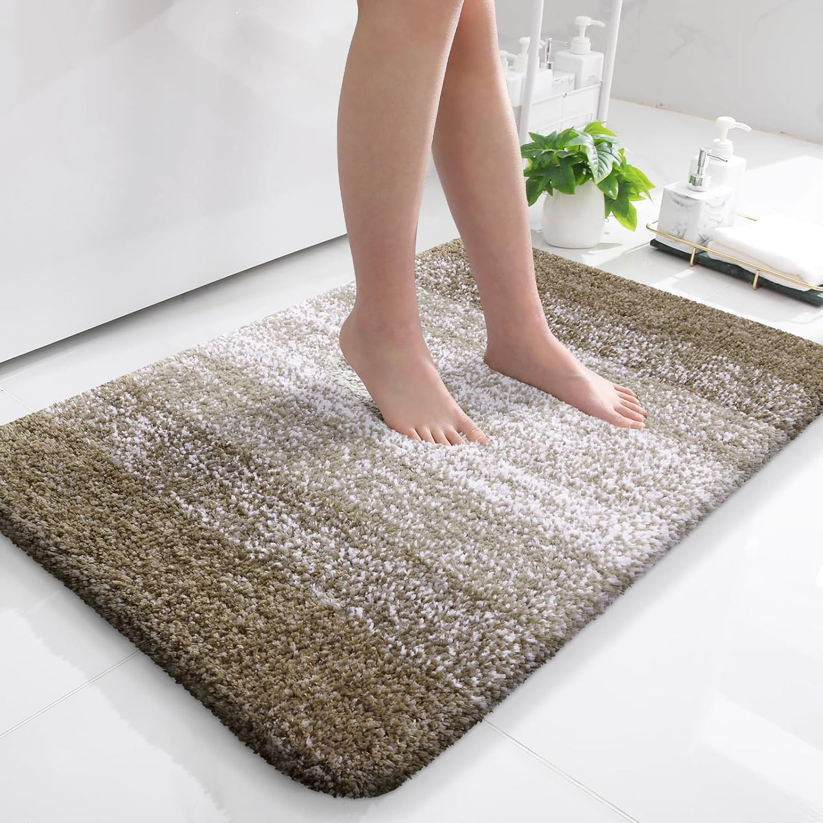 OLANLY Bathroom Rugs Mat 36x24, Extra Soft Absorbent Microfiber Bath Rugs, Rubber Backing, Quick Dry, Machine Washable Bath Mats for Bathroom Floor, Tub and Shower, Home Decor Accessories, Coffee