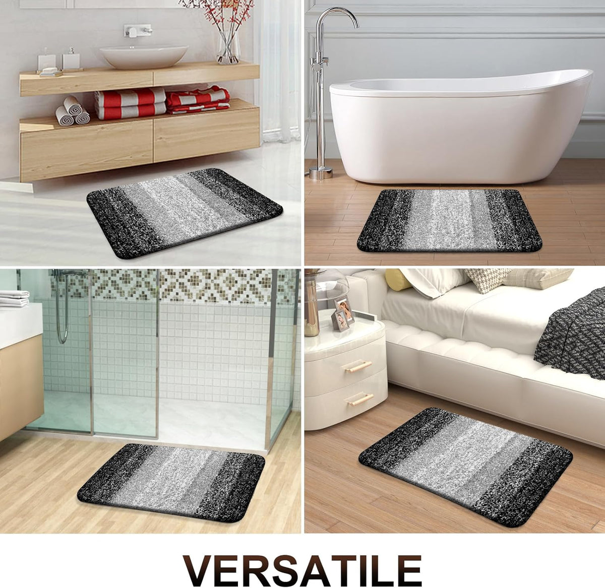 OLANLY Bathroom Rugs Mat 50x30, Extra Soft Absorbent Microfiber Bath Rugs, Rubber Backing, Quick Dry, Machine Washable Bath Mats for Bathroom Floor, Tub and Shower, Home Decor Accessories, Black
