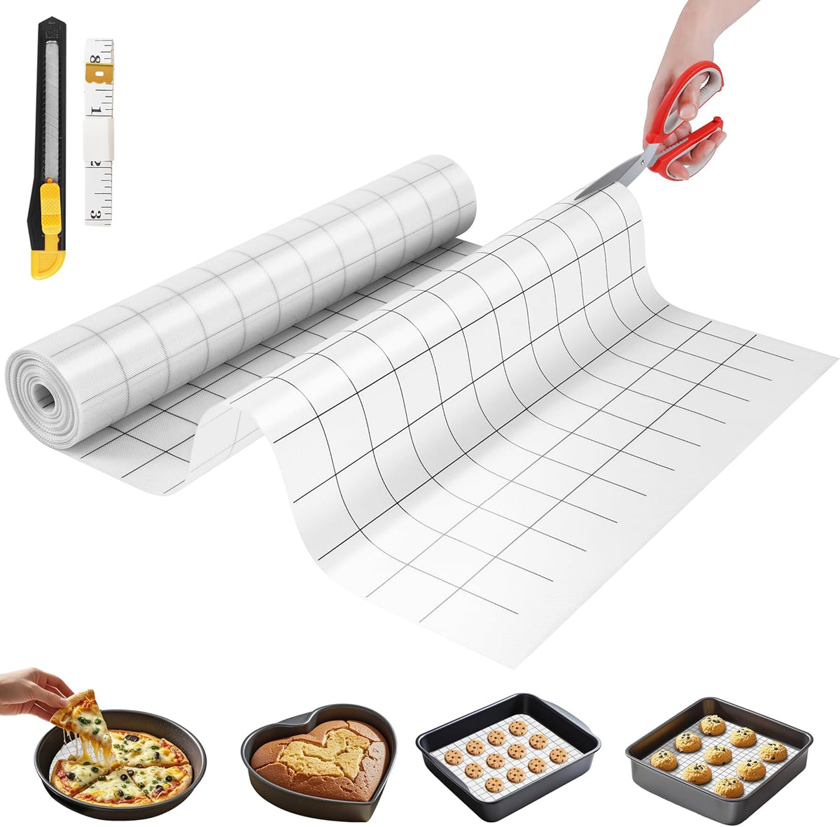 Silicone Baking Mat, 16 IN x 6 FT Free Cutting Baking Sheet,Non-Stick Reusable Dough & Pastry Mat,Non-Slip Silicone Mat Roll for Air Fryer Liner,Freeze Dryer,Oven Baking Pan,Kitchen Counter