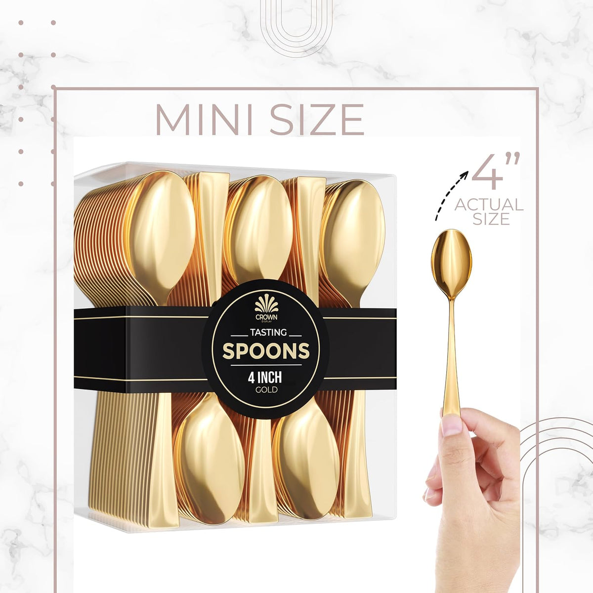 Exquisite Mini Spoons For Desserts - Bulk Pack Of 200 Gold Dessert – Disposable 4.5 Inch Plastic Appetizer Real Flatware Look Miniature Bpa Free Food Safe
