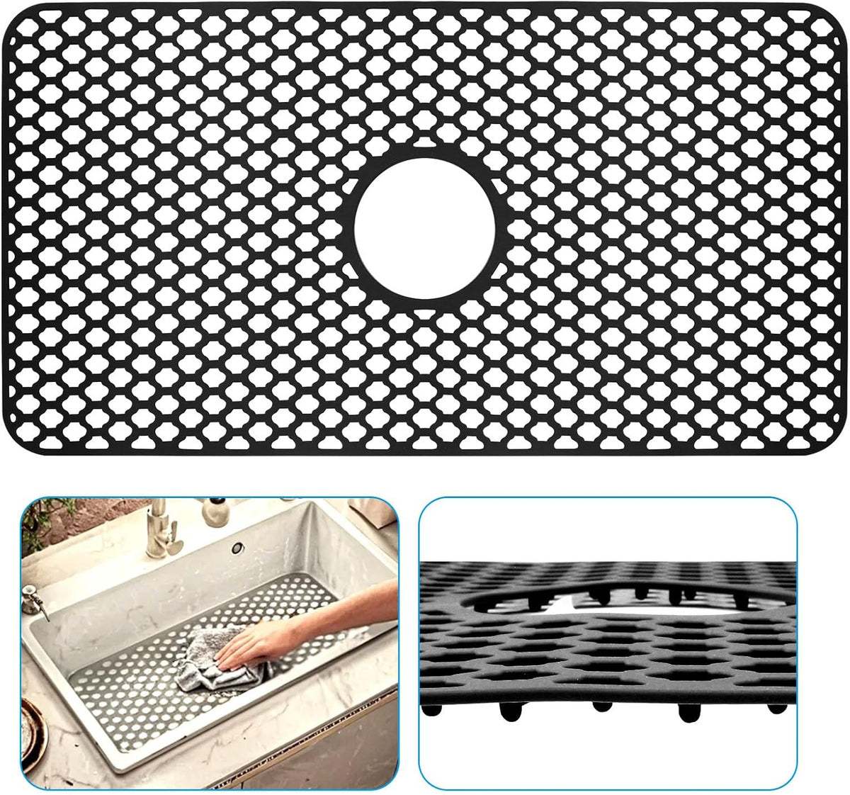 1 Pack Silicone Sink Protectors, Non-Slip Kitchen Mats Heat Resistant Sink Mat, 28'x 15 inches for Kitchen Farmhouse Stainless Steel Porcelain Bottom