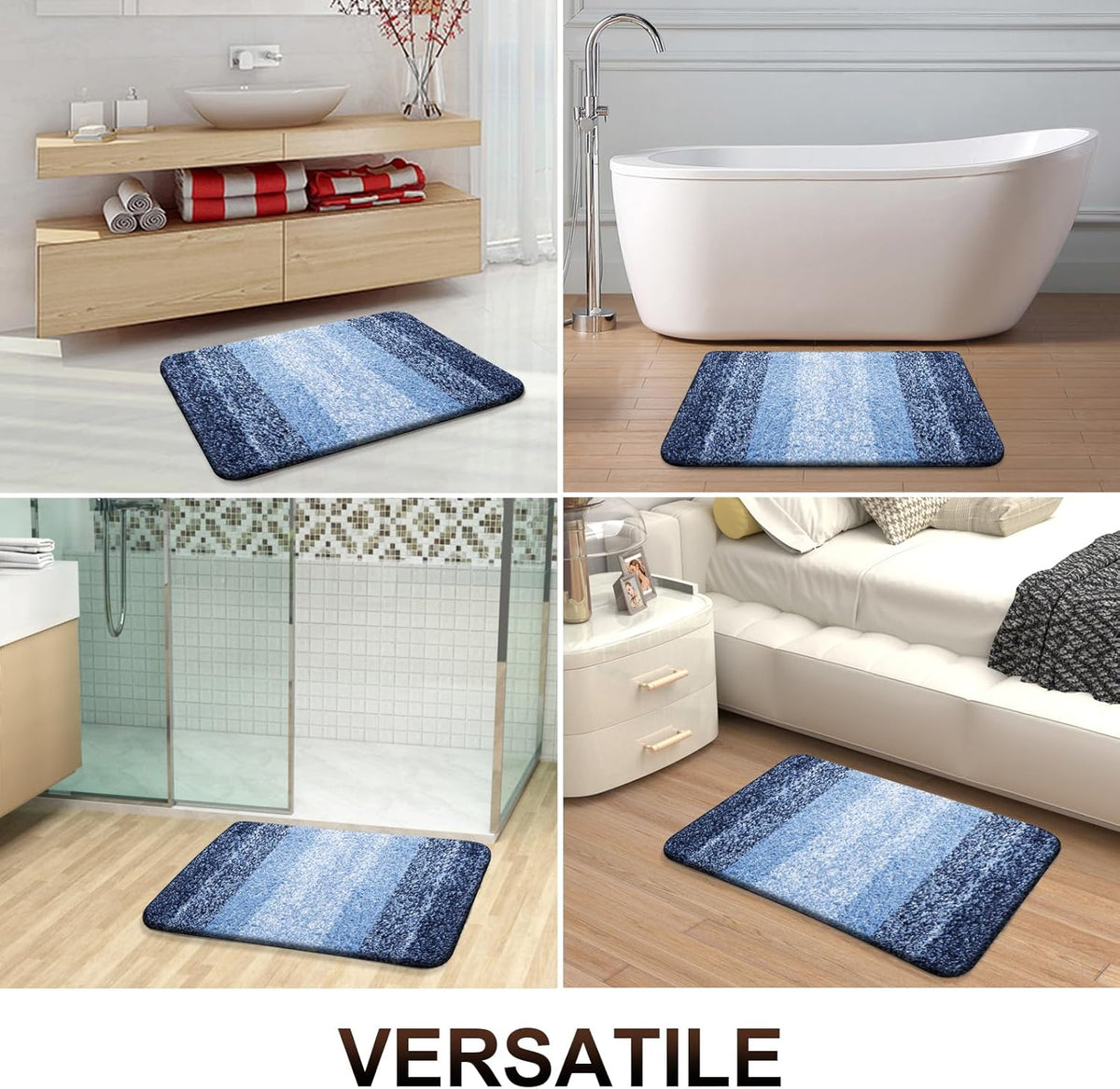 OLANLY Bathroom Runner Rugs 47x17, Extra Soft Absorbent Microfiber Bath Rugs, Rubber Backing, Quick Dry, Machine Washable Bath Mats for Bathroom Floor, Tub and Shower, Home Decor Accessories, Navy