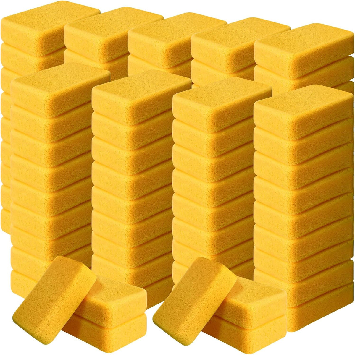 Tioncy 84 Pcs Large Sponges Bulk 7.5 x 5.5 x 1.9 Inch Grouting Car Wash Foam Cleaning and Washing Sponge Commercial Foam Large All Purpose for Cleaning Dishes Car Tile Bike (Yellow)