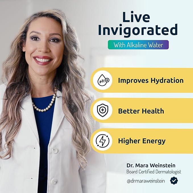 Invigorated Water pH Vitality Alkaline Water Filter Pitcher for Drinking Water Stainless Steel - Water Pitcher with Filter for Tap Water, High pH Filtered Purifier with Alkaline Filter - 1.9L (Silver)