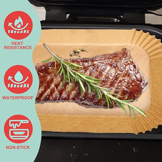Non-Stick Griddle Pan, Stainless Steel Rack and Air Fryer Liners for Ninja FG551 Smart XL 6-in-1 Indoor Grill, Parts for Ninja Air Fryer Accessories with Disposable Parchment Paper, 100 Packs