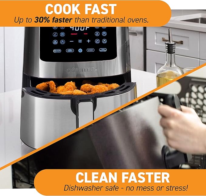 Gourmia 4-Qt Digital Air Fryer with Guided Cooking, Easy Clean, Stainless Steel
