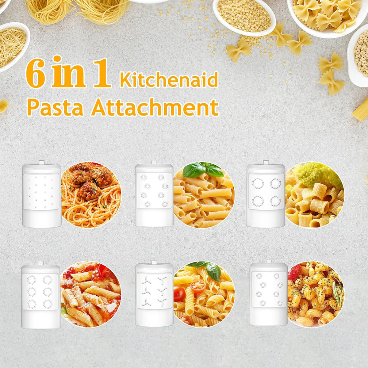 Pasta Maker Attachment for Kitchenaid Stand Mixer with 6 Different Shapes of Pasta Outlet, Durable Kitchenaid Accessories and Attachments, Dishwasher Safe
