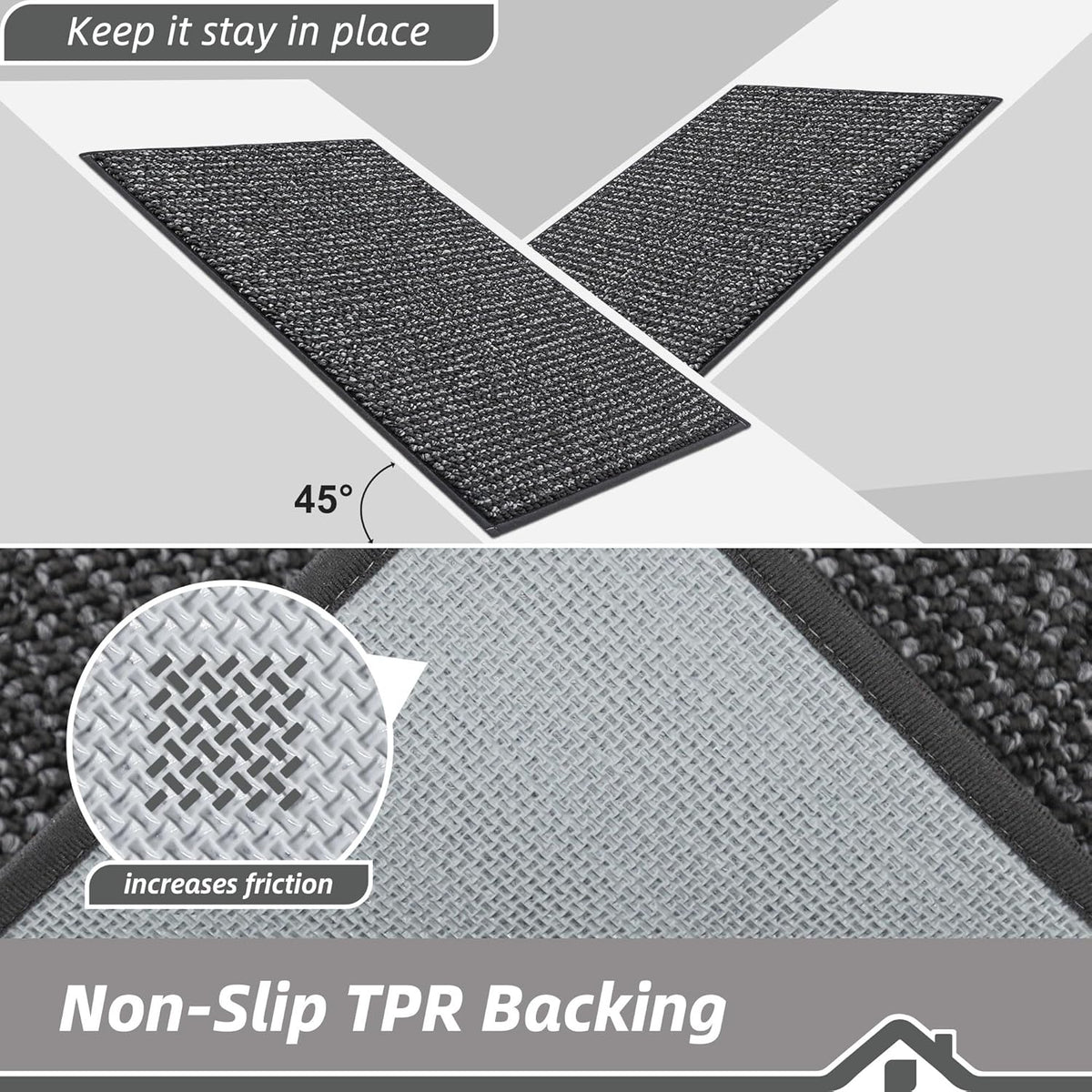 BEQHAUSE Kitchen Runner Rugs 24"x72", Non-Slip Kitchen Mats for Floor, Super Absorbent and Stain Resistant Kitchen Rug, Machine Washable Rugs for Kitchen, Hallway, Laundry & Sink, Charcoal