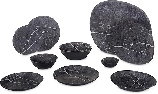Carlisle FoodService Products Ridge Resuable Plastic Platter Oblong Platter for Home and Restaurant, Melamine, 13 Inches, Soapstone, (Pack of 6)