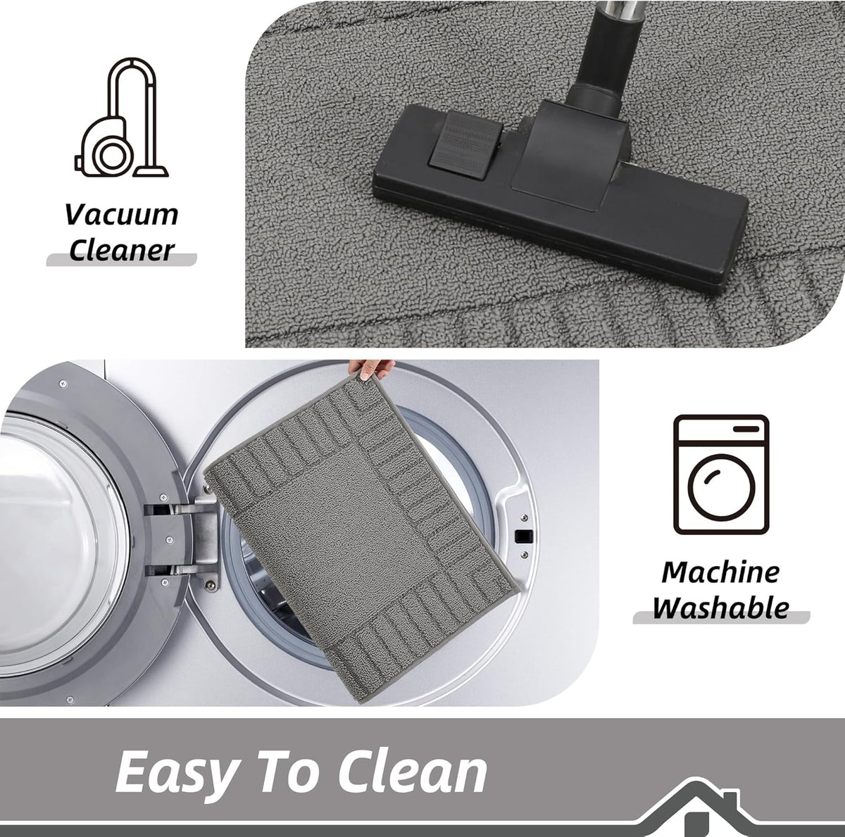 BEQHAUSE-Kitchen-Rugs-Washable-Kitchen-Mats-for-Floor Non-Slip Kitchen Mat Absorbent Kitchen Runner Rug with TPR Non Skid Backing,Grey, 24”x71”