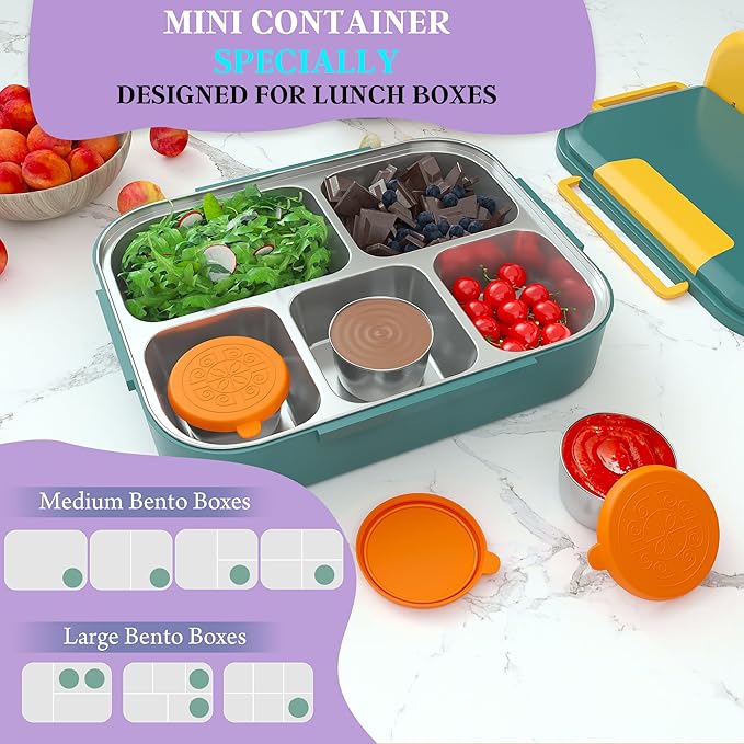 6x1.6 Oz Salad Dressing Containers With Lids, Small Leakproof Reusable Stainless Steel Salad Dressing Container To Go For Lunch Boxes,Sauce containers, Picnics,Travel Meal Prep And Kitchen Storage.