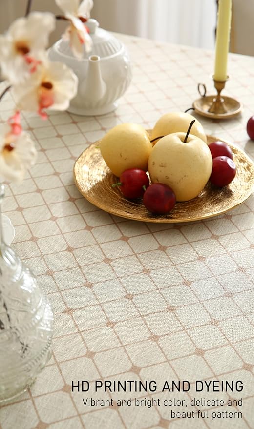 ISAENNE Designer Vintage Linen Floral Extra Long Rectangle Tablecloth,Fall Colorful Modern Table Cloth,Anti-Wrinkle Decor Tablecloths for Dining Thanksgiving Kitchen Christmas,63"*110"-Bertina E
