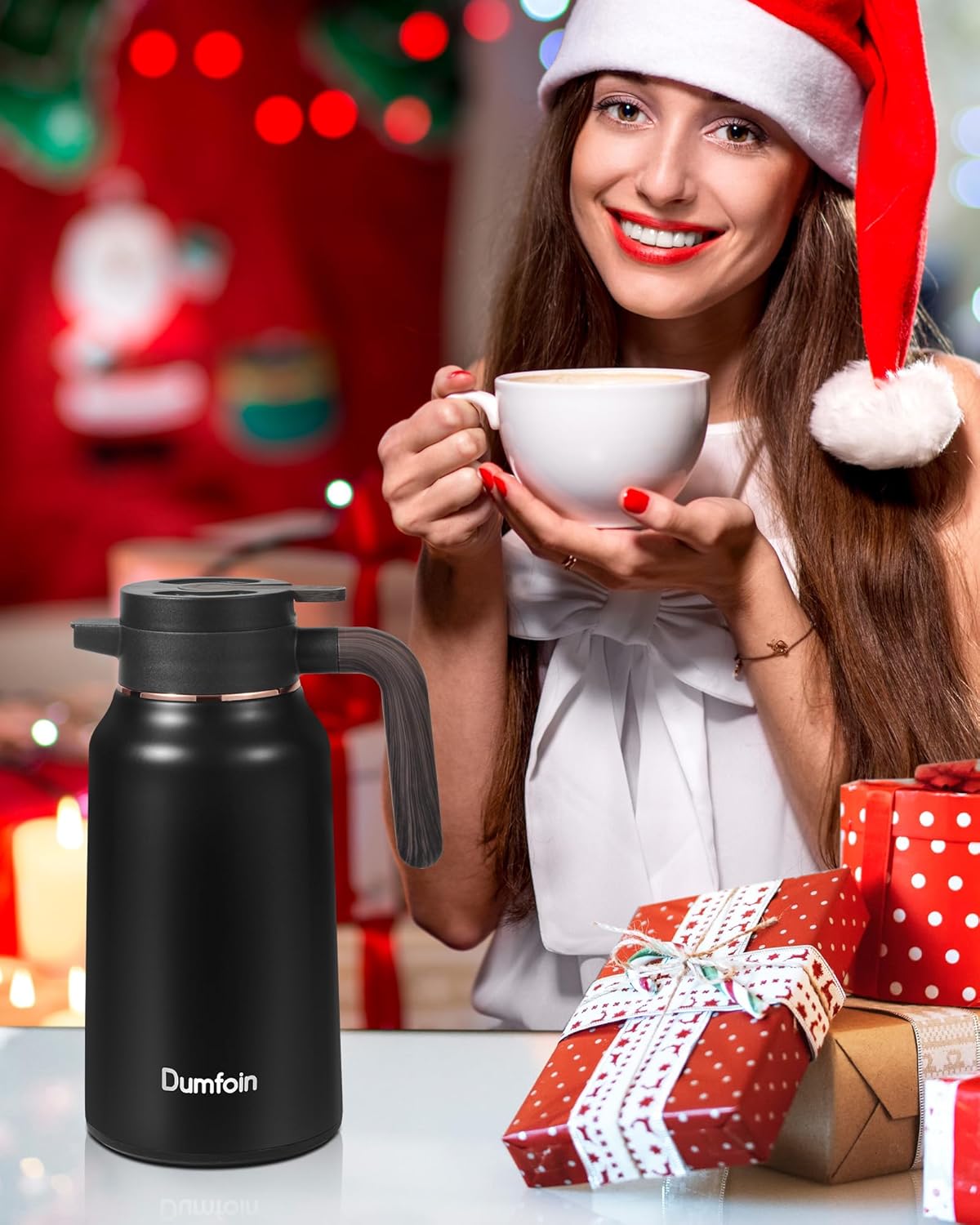 Premium Thermal Coffee Carafe, Stainless Steel, Double Wall Insulated, Hot and Cold Beverage Server