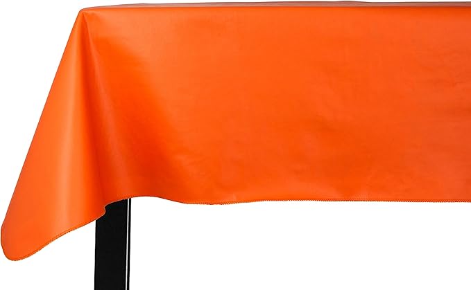 Yourtablecloth Heavy Duty Vinyl Rectangle or Square Tablecloth – 6 Gauge Heavy Duty Tablecloth – Flannel Backed – Wipeable Tablecloth with Vivid Colors & Many Sizes 52 x 70 Orange