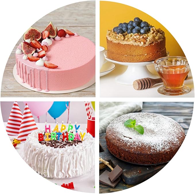 P&P CHEF Cake Pan Set of 4, Stainless Steel Baking Round Cake Pans Tins Bakeware for Birthday Wedding, Leak-proof & Easy Clean, Mirror Finish & Easy Releasing, 9.5 Inch