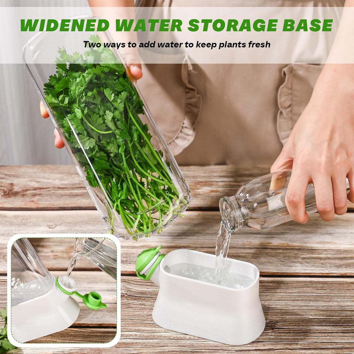 Baderke 2 Pieces Herb Saver for Refrigerator Herb Keeper Herb Storage Containers Herb Saver Pod for Cilantro, Parsley, Asparagus, Keeps Vegetables for 2-3 Weeks(White)