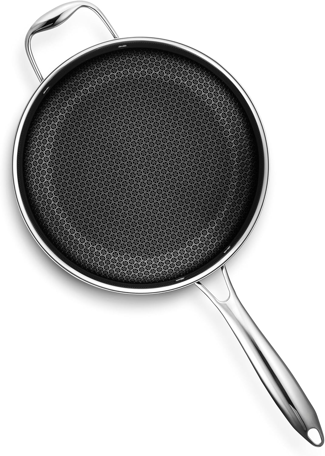 HexClad Hybrid Nonstick 5-Quart Saucepan with Tempered Glass Lid, Stay-Cool Handle, Dishwasher-Friendly, Oven-Safe Up to 900°F, Induction Ready, Compatible with All Cooktops