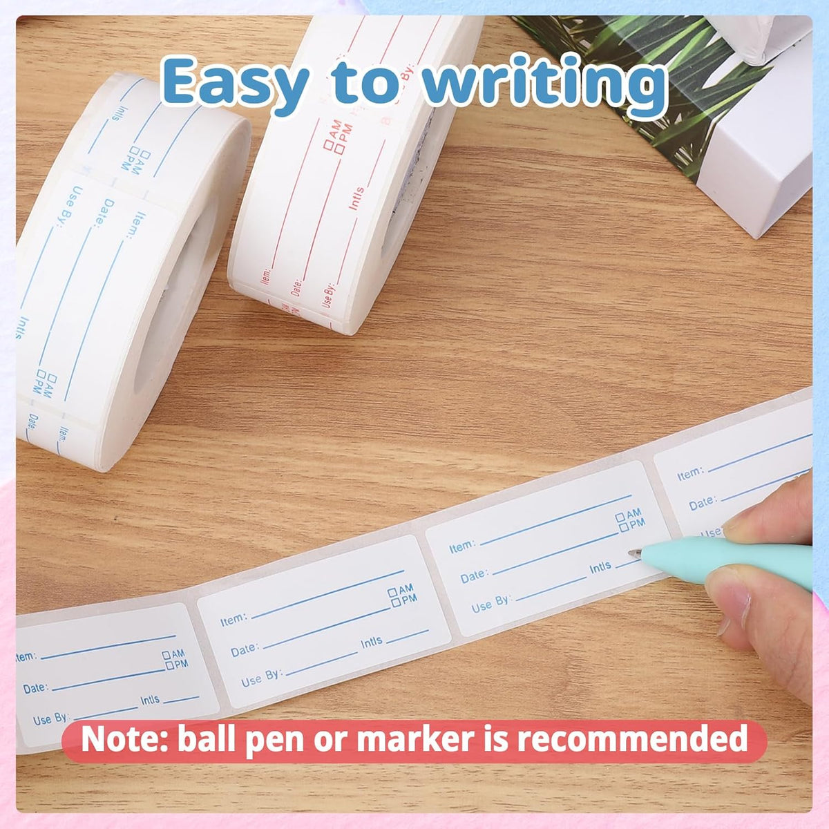 8 Rolls 4000 Pieces Removable Food Labels, 1 x 2 Inch Date Stickers for Freezer, Refrigerator Food Containers - Easy to Write On