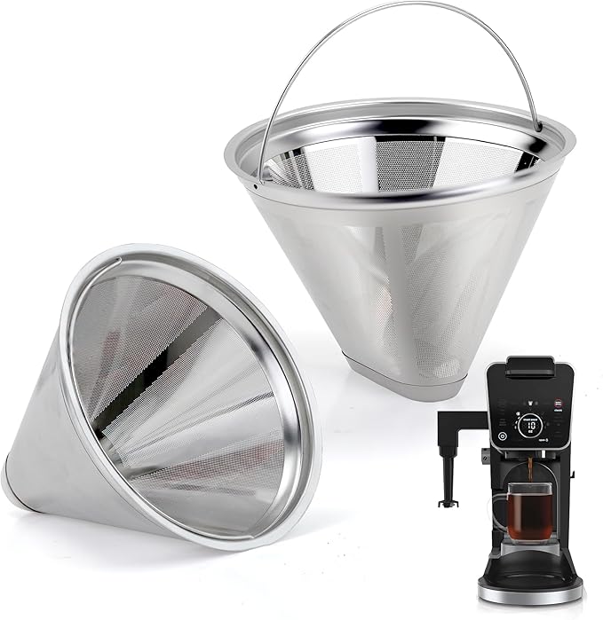 Reusable Coffee Filter Coffee Maker Filters, 304 Stainless Steel Replacement Permanent Basket Filter for Ninja Coffee Bar Brewer Ninja CFP301 DualBrew Ninja Coffee Makers