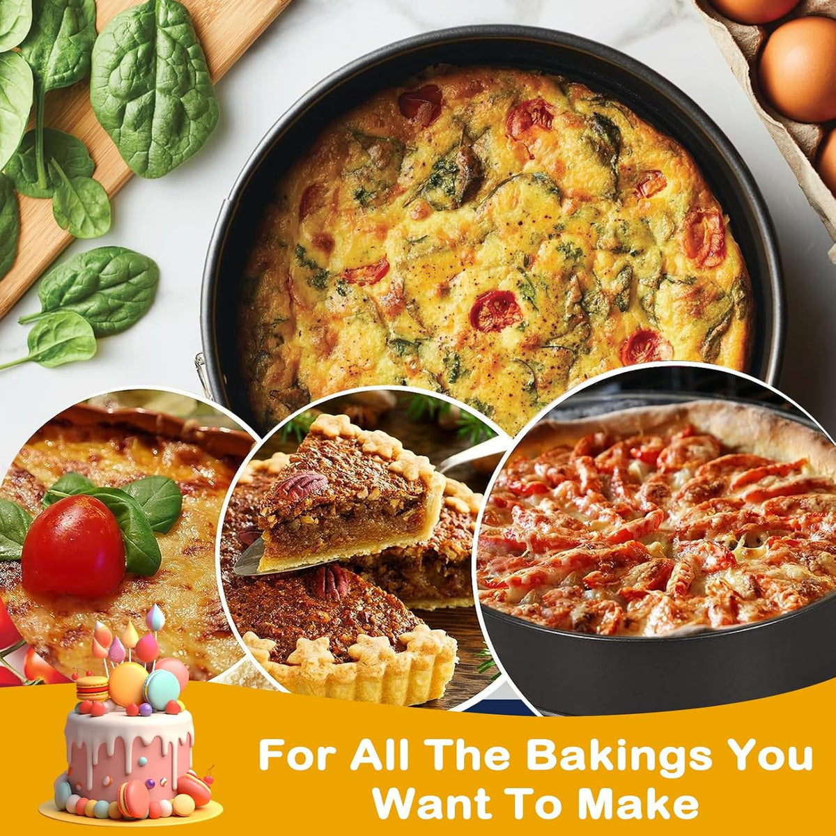 9 Inch Non-stick Cheesecake Pan Springform Pans with Removable Bottom/Leakproof Cake Pan