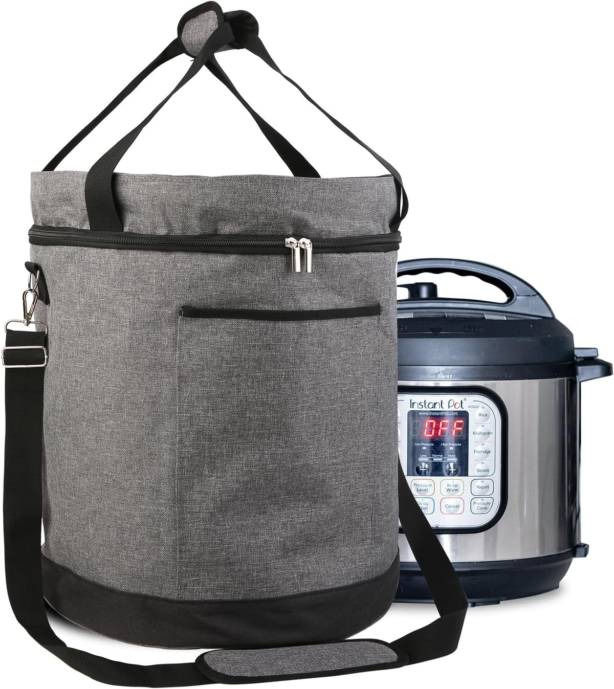musbus Carry Bag for 8 Quart Instant Pot, CrockPot and Hamilton Beach Models, Double Layers Carrier with Adjustable Strap, with Crock-Pot and Hamilton, GRAY