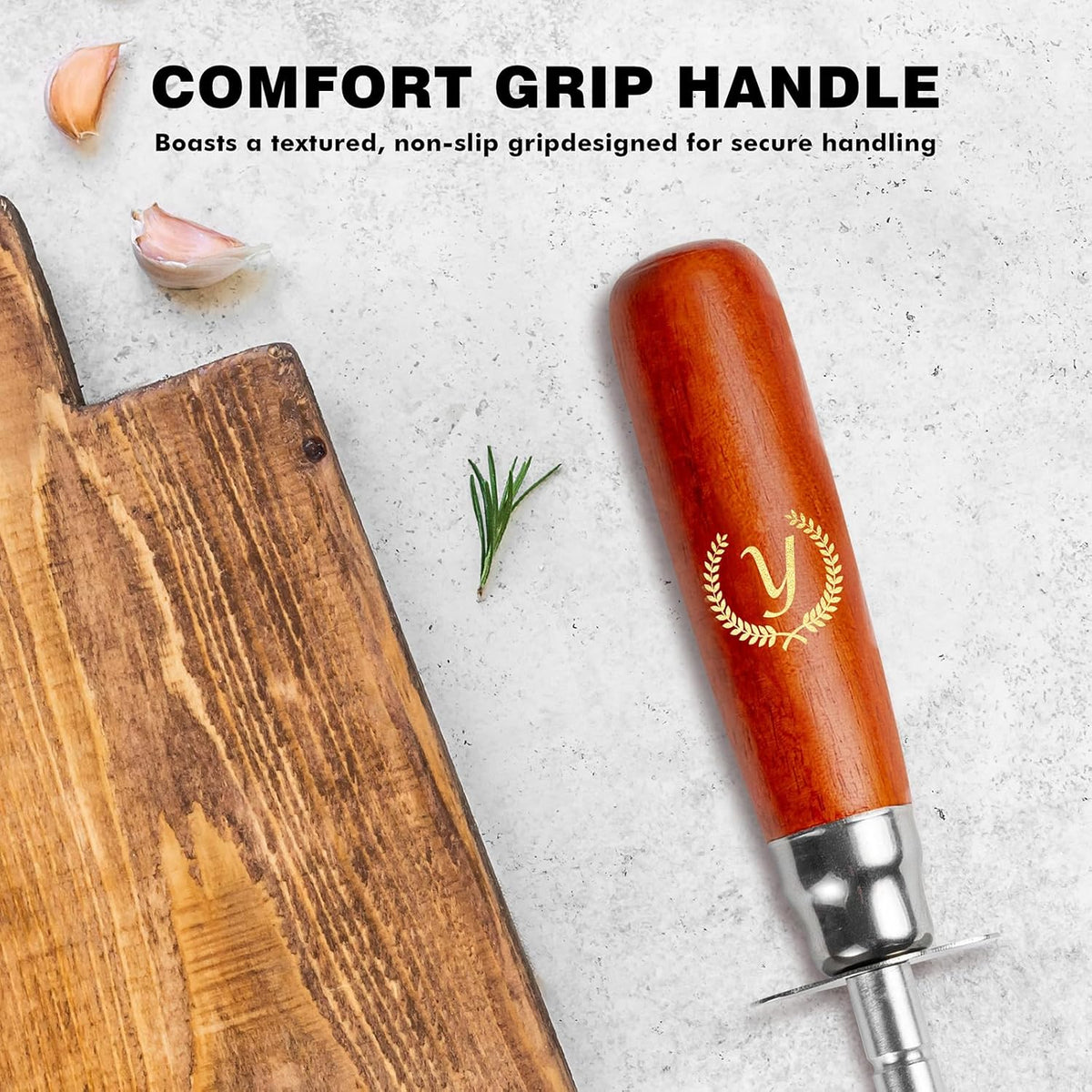 Knife Sharpener Rod, Kitchen Knives Sharpener Carbon Steel Professional Knife Sharpening Steel, Honing Rod with Hanging Holes (13 inches), Y