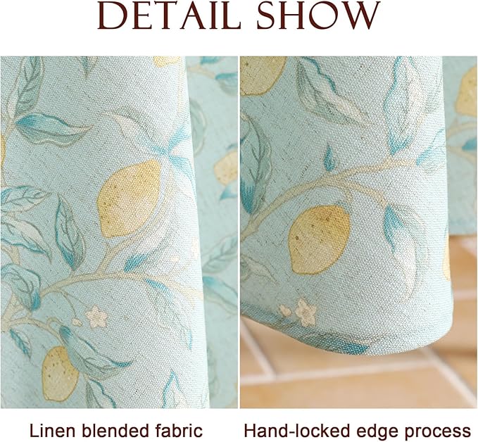 patdrea Designer Linen Green Tablecloth for Rectangle Table,Vintage Breathable Yellow Fruits Pattern Extra Long Table Cloth,Decor Cover for Kitchen Dining,Christmas,Thanksgiving,67"x118"-Ania a
